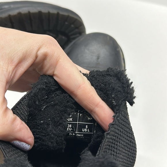 Dr Martens Docs Leonore Leather Chelsea Ankle Boots Faux Fur Trim Black Size 5 - Picture 7 of 8